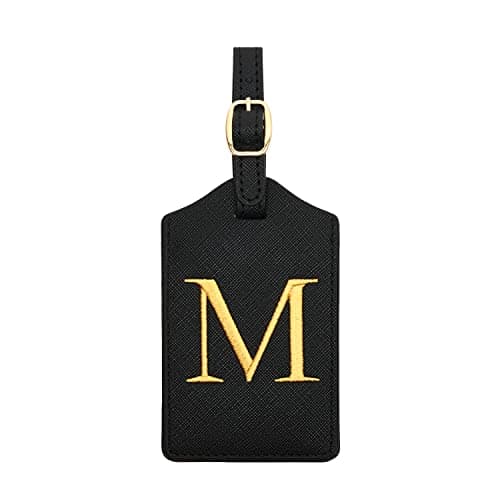 Luggage Tag PU Leather for Suitcase Baggage Handbag Travel Bag Label Suitcase Tag Label Tag w. Name Card & Privacy Cover (M)