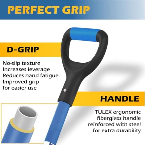 Tulex Digging Round Point Shovel 0011905 with Fiberglass Ergonomic No-Slip D-Grip Handle Garden Shovel Heavy Duty Shovel, 43 Inches 5