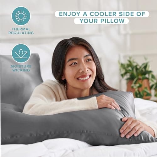 Bare Home 100% Mulberry Silk Pillowcase for Hair and Skin - Ultra Premium 6A Grade 19 Momme Silk Pillow Case - Envelope Enclosure - Breathable Cooling Pillow Cover (Standard, Grey) 7