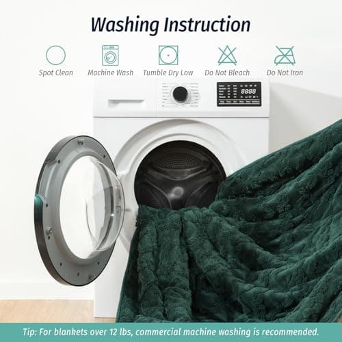 Wemore Weighted Blanket for Adults Twin Size 15 lbs, Dual Sided Soft Fuzzy Jacquard Sherpa Weighted Blankets for Sleeping, Cozy Fluffy Knitted Heavy Blanket for Couch Bed, Dark Green, 60 x 80 inches 6