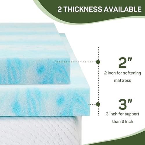 3 Inch Mattress Topper Twin XL Size, Gel Memory Foam Mattress Pad, CertiPUR-US Certified, Ventilated Bed Topper for Pressure Relief Back Pain, Blue 7