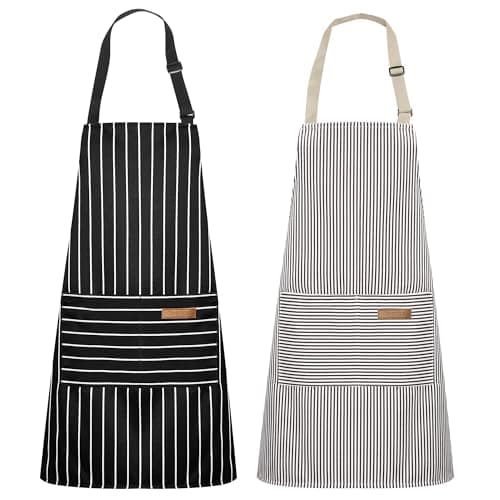 Syntus 2 Pack Kitchen Aprons, Apron for Cooking with 2 Pockets for Men Women Adjustable Bib Chef Apron