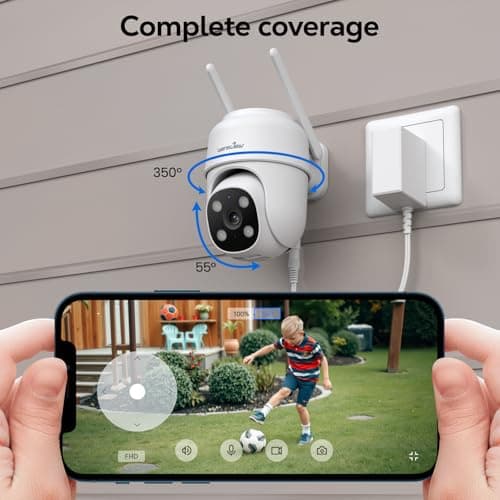 wansview 4G LTE Cellular Security Camera Outdoor - 360° PTZ No WiFi Security Camera, 2K Color Night Vision, 2-Way Audio, 24/7 SD Card Storage(SIM Card Included), Works with Alexa & Google Home, W7-4G 7