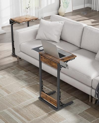 Evermagin 11.81" D x 15.75" W TV Tray Table, Foldable Laptop Table with Mouse Tray for Couch, Portable Laptop Desk, Sofa Side Desk for Living Room, Bedroom, Rustic Brown 5