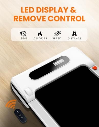 Walking Pad Treadmill, Electric Portable Treadmills with Remote Control, Under Desk Treadmill 2.25HP, Mini Jogging Walking Machine with 265 lbs Weight Capacity for Home Office, White 6