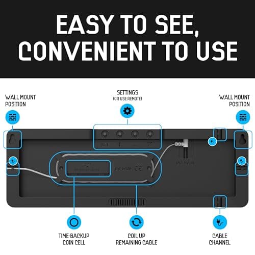 Opis Clock 1 XL -Blue: Large LED Digital Wall Clock with Temp, Date, Timer, Remote | Big Display Clock for Gym/Home 8
