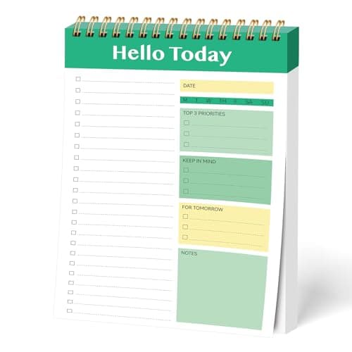 Daily To Do List Notepad - 52 Sheets Spiral Planner Checklist Notebook Work Organizer Planning Pad Perfect for Enhanced Productivity and Tasks Goal Achievement - Green