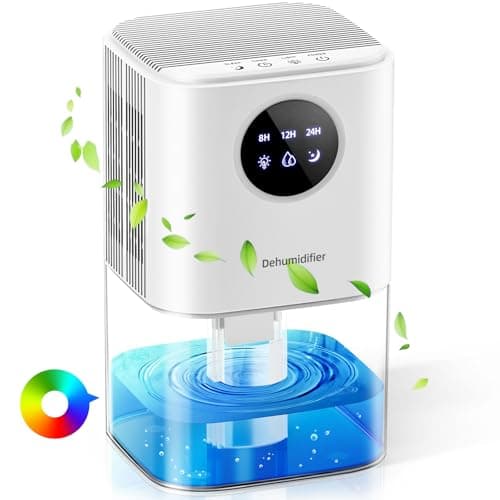 Dehumidifier for Bedroom, ANOEPUY Small Dehumidifier for Bathroom with Auto Shut-Off, 7 Light, Timers, Sleep Mode, 58 OZ Portable Home Dehumidifiers for Home Small Place, Bathroom, Closet, RV,White