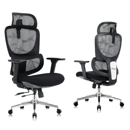 Ergonomic Office Chair Heavy Duty 1600lbs, High Back Desk Chair with 4D Armrests, Dual Back Support, Big & Tall Computer Chair, Sliding Seat, Adjustable Headrest & Lumbar, 135° Reclining (Black)