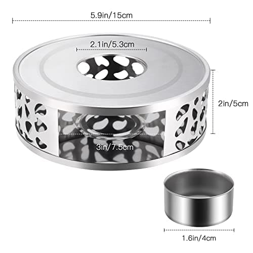 Simtive Teapot Warmer, Brushed Stainless Steel Tea Warmer with Tealight Holder, Silver 6