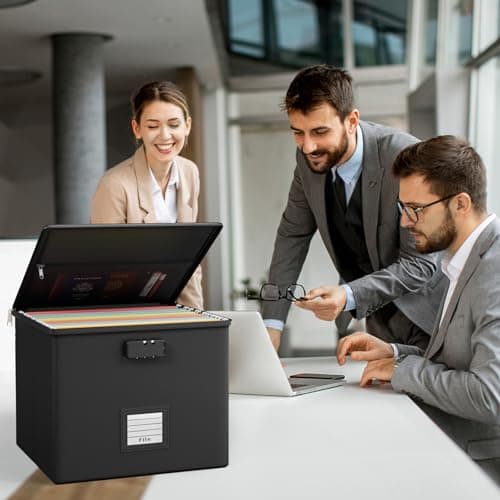 Fire Proof File Box for Documents - Portable Fireproof Document Organizer Box with Handle Waterproof Safe Locking Folder Storage with Lid 5