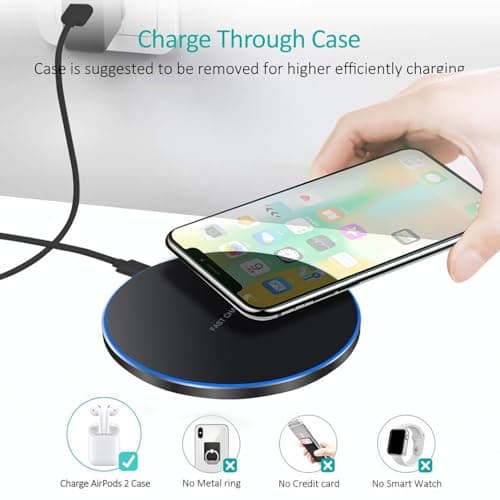 Wireless Charger,[2 Pack] Fast 20W Wireless Charging Pad/Mat Compatible with Samsung Galaxy S24/S24+/S24 Ultra /S23/S22/S21/S20/S10,for Google Pixel 8/7/6,LG,for iPhone(Black) 5