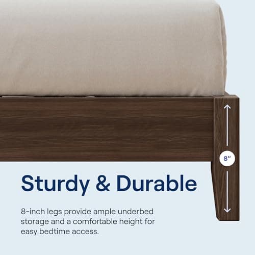 Nectar Premier Wood Platform King Bed Frame - Walnut - 12” Height - Contemporary and Durable - Sturdy Wooden Slats for Support - Easy Assembly - Holds Up to 800 Pounds 5