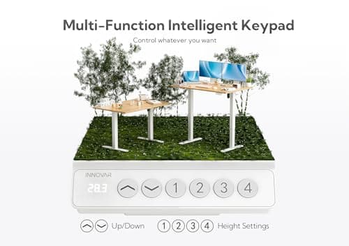 INNOVAR Bamboo Electric Standing Desk, 55x24 Inches Adjustable Height Stand up Desk with Whole Piece Desktop, Sit Stand Home Office Desk White Frame/Bamboo Top 7