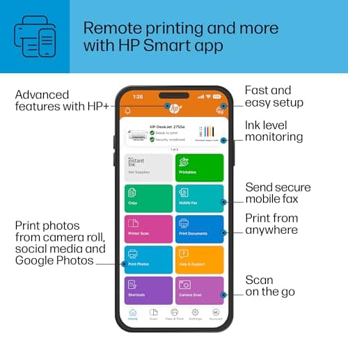 HP DeskJet 2755e Wireless Color Inkjet-Printer, Print, scan, Copy, Easy Setup, Mobile Printing, Best-for Home, 6 Month Instant Ink Trial Included, White (Packaging May Vary) 9