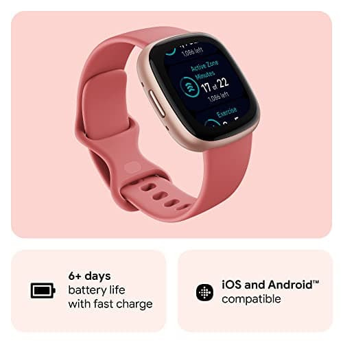 Fitbit Versa 4 Fitness Smartwatch with Daily Readiness, GPS, 24/7 Heart Rate, 40+ Exercise Modes, Sleep Tracking and more, Pink Sand/Copper Rose, One Size (S & L Bands Included) 6