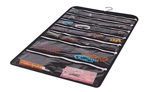 DIOMMELL Hanging Jewelry Organizer 47 Pockets with Zipper for Earrings Necklace Bracelet Ring Accessory Display Storage Bag Travel Holder Box 8