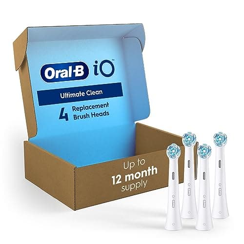 Oral-B iO Series Ultimate Clean Electric Toothbrush Replacement Brush Heads for an Oral-B Electric Toothbrush, 4 Count, White
