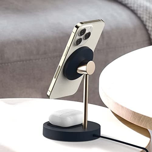 iOttie Velox Magnetic Wireless Duo Stand. 7.5W Mounting Stand + 5W Charging Pad. MagSafe Compatible for iPhone 12, iPhone 13, iPhone 14, & iPhone 15 Series & Qi AirPods Charger (Adapter not Included) 7