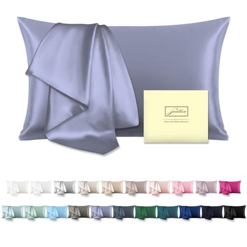 Mulberry Silk Pillowcase for Hair and Skin Pillow Case with Hidden Zipper Soft Breathable Smooth Cooling Silk Pillow Covers for Sleeping (Grayish Blue, King,1Pcs)