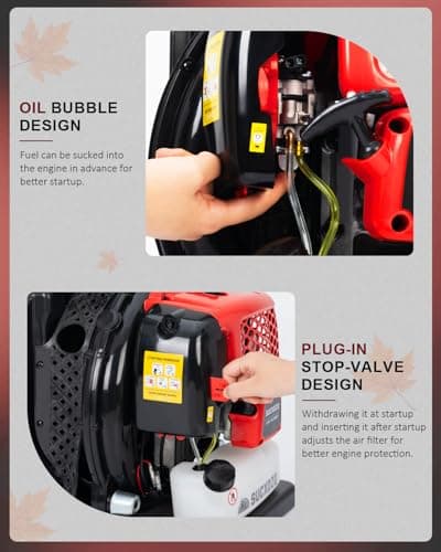 EIDOWA 63CC Gas Backpack Leaf Blower – 665 CFM, 205 MPH, Commercial-Grade Gas Blower for Landscaping, Heavy-Duty Yard Work – Lightweight, Quiet for Residential Areas (685 RPO) 7