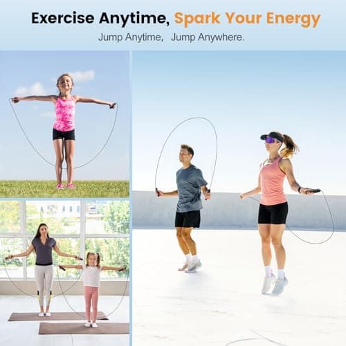 Jump Rope – Tangle-Free High-Speed Skipping Rope with Ball Bearings for Men, Women & Kids, Adjustable Steel Wire Rope with Ergonomic Foam Handles, Exercise Equipment for Home Gym, Fitness & Slim Body 6