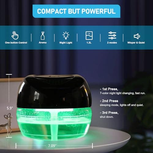 ap airpleasure Purifier Air Washer, Air Fresher Aroma Diffuser for Home, Office, Air Purifier with Night Light (Black) 5
