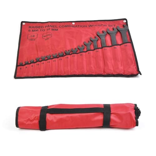 WINMAX TOOLS AUTOMOTIVE 16 Piece Metric Combination Wrench Set 6mm to 32mm Metric Wrench Set with Roll Up Pouch 7