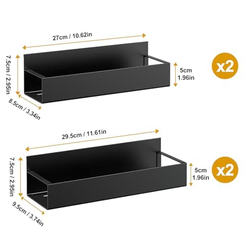Vetacsion 4 Pack Moveable Fridge Magnetic Spice Racks,Metal Black 5