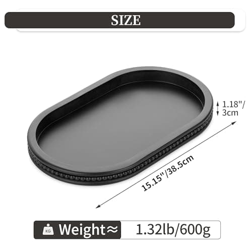 Hanobe Decorative Trays for Coffee Table : Black Oval Centerpiece Tray Wood for Farmhouse Entry Table Decor Round Bathroom Tray for Living Room Kitchen Counter 5