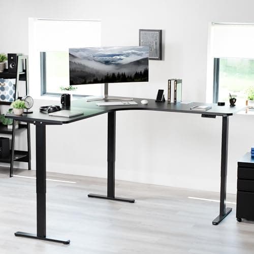 VIVO Electric Multi-Motor Height Adjustable Corner 3 Leg Standing Desk Frame, Sit Stand Ergonomic L Frame with Push Button Controller, Black, DESK-V123EB 8