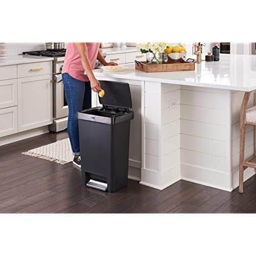 Rubbermaid Premier Series III Step-On Trash Can for Home and Kitchen, with Stainless Steel Rim, 12.4 Gallon, Charcoal, for Home/Kitchen/Garage/Apartment/Office 5