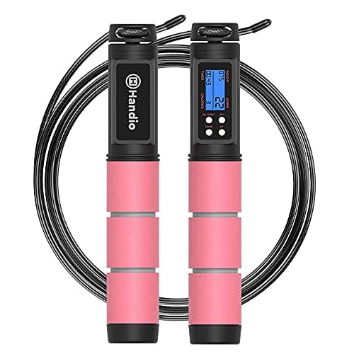 Jump Rope, H Handio Jump Rope with Counter, Workout Jumping Rope with Steel Ball Bearings, Adjustable Length Speed Skipping Rope for Men Women Kids Home Gym, Crossfit, Fitness Exercise