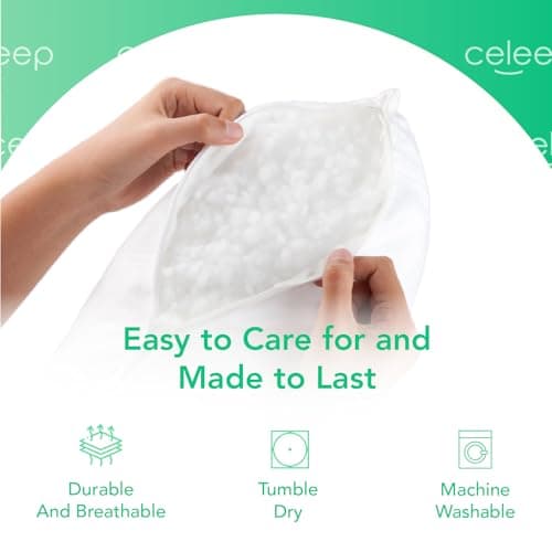 Celeep Bed Pillows (2 Pack) - Pillow Set Queen Size - Hotel Quality Sleeping Pillows for Side, Stomach and Back Sleepers - Microfiber Filling - Soft and Supportive (Queen) 6