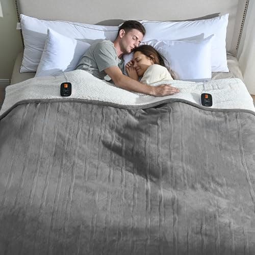 Fantico Electric Blanket Queen Size,Dual Control Heated Blankets with 0.5-12H Auto-Off and 10 Heating Levels,Soft Velvet to Warm Sherpa,Overheat Protection, ETL Certified, Machine Washable 84" × 90"