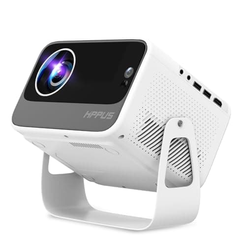 HIPPUS [Auto Focus/Keystone] Smart Projector 4K with Android 9.0 1080P Native 500 ANSI, Ceiling Projector with WiFi 6 and Bluetooth Object Avoidance, and Screen Adaption（White）