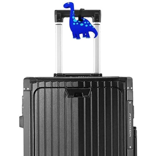 Cute Cartoon Dinosaur Silicone Luggage Tag Fun Triceratops Travel Bag Tag Personalized Labels for Cruise Airport (Blue-Diplodocus) 5