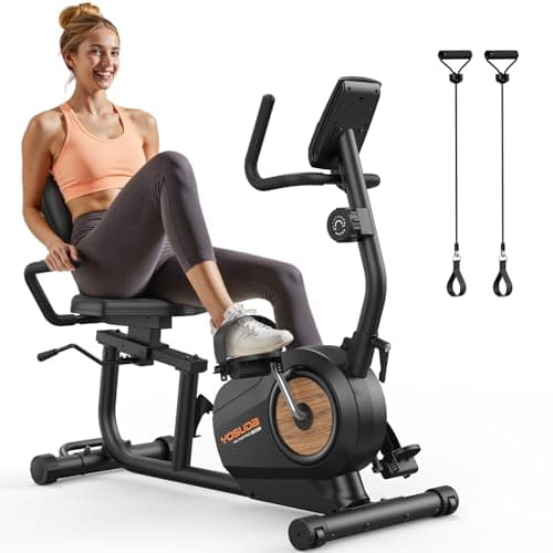 YOSUDA Recumbent Exercise Bike for Home，Magnetic Staionary Bike for Seniors/Adults with Adjustable Seat, 350LB Capacity, 16-level Resistance, LCD Monitor & Pulse Sensors