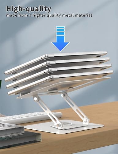 ALASHI Laptop Stand for Desk with 360° Rotating Base, Multi-Angle Adjustable Laptop Stands, Foldable Laptop Riser Compatible with 10 to 15.6 Inches PC Computer, White 6