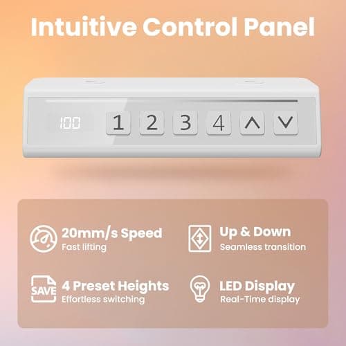 HUANUO 71 x 30 inch Electric Standing Desk Adjustable Height, 4 Memory Height Settings, Sit Stand Up Desk for Home Office & Computer Workstation, Light Walnut 7