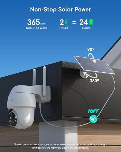 COOAU 4MP Cameras for Home Security, Solar Security Camera Wireless Outdoor System,4 Cam-Kit,360° Pan & Tilt,Color Night Vision,Motion Detection,No Monthly Fee,Siren Alarm,IP66,64GB Memory Card 6