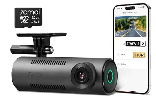 【70mai Dash Cam M310 + 32GB SD Card】 1296P QHD Dash Cam for Cars with 130° Wide Angle FOV WDR Night Vision Voice & APP Control Built-in WiFi Connection