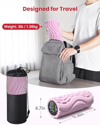 FITINDEX Vibrating Foam Roller for Back Pain, 5-Speed Foam Roller Muscle Massage, Exercise, Yoga, Muscles Deep Tissue, Pilates, Physical Therapy, Recovery, Neck, Leg, Rechargeable, Pink 7