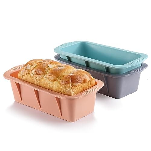 MONGSEW 3PCS Silicone Bread Loaf Pan, Non-Stick Bread Pans for Baking, Easy Release Loaf Pan, Great for Homemade Bread, Cakes, Brownies, Dishwasher Safe (3 Colors, Nesting Design) 8