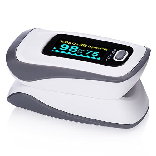 MeasuPro Instant Read Digital Pulse Oximeter, Oxygen Sensor and Pulse Rate Monitor with Alarm Setting, Color OLED Display and Carry Case, CE
