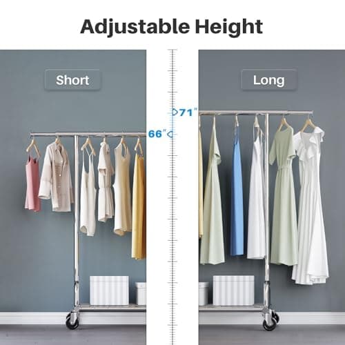 HOKEEPER Clothing Garment Rack Capacity 525LBS Clothing Racks on Wheels Rolling Clothes Rack for Hanging Clothes Heavy Duty Collapsible Commercial 5