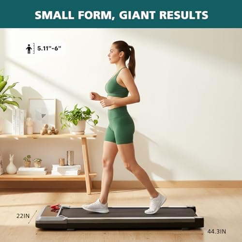 Smug Compact Armless Treadmill, Space Saving Design for Home & Office, Quiet Under Desk Walking Pad, 200 Lbs Capacity 3 in 1 Portable Walking Treadmill 5