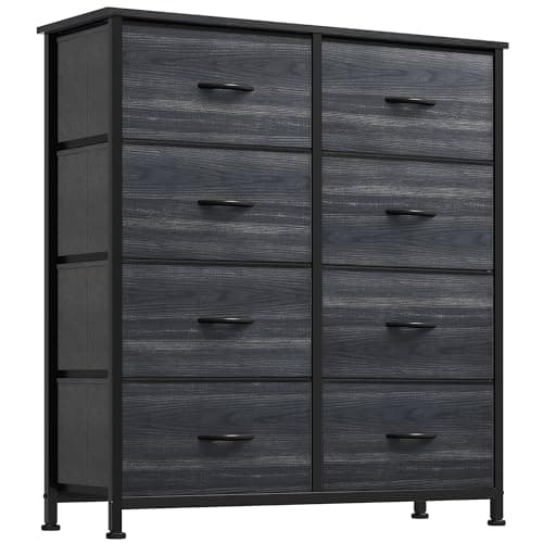 DWVO Dresser with 8 Drawers - Fabric Storage Tower, Organizer Unit for Bedroom, Hallway, Closets - Sturdy Steel Frame, Wooden Top & Easy Pull Fabric Bins