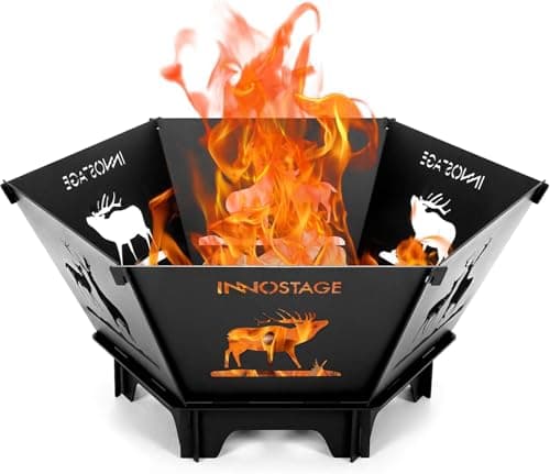 Fire Pit for Camping- 23Inch Small Collapsible Firepit for Patio Outside Wood Burning Outdoor Indoor BBQ Picnic Foldable Fire Pits Bonfire of Backyard Patio with Portable Tote Bag