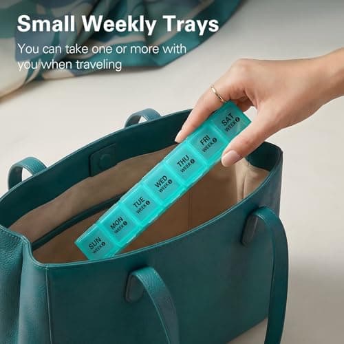 BUG HULL Monthly Pill Organizer, Moisture-Proof Large 28 Days Pill Box with Removable 4 Weeks Pill Case Rows, Medicine Pill Organizer, Travel Pills Organizer with One Month Pill Container for Vitamin 6